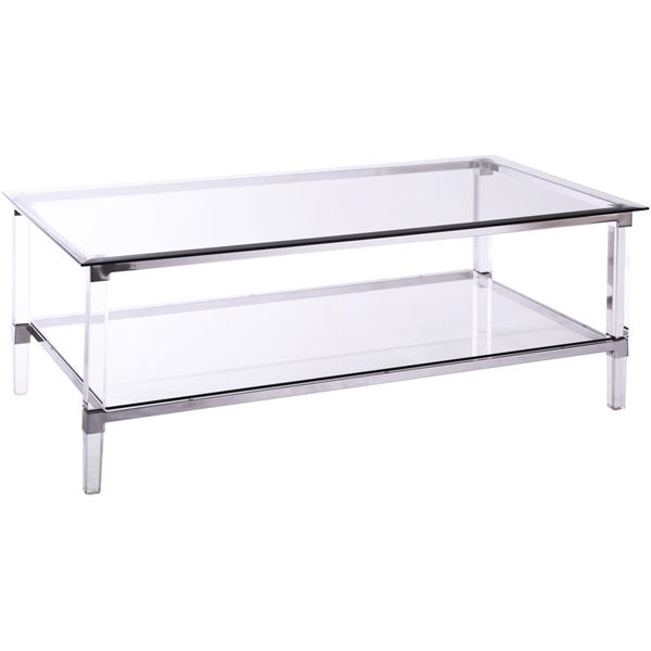 Homelegance Lyrica Glass Top Rectangle Coffee Table, RV: $499 CAD, H18" x W48" x D26"