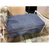 Image 2 : Contemporary Blue Upholstered Ottoman - H16" x W42" x D27"
