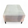 Image 1 : Light Beige Upholstered Ottoman with Wood Legs – H15.5" x W26" x D22"