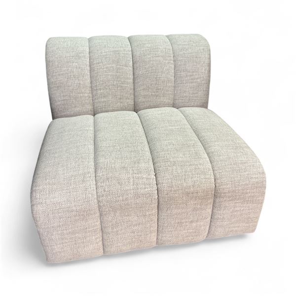 Modern Grey Channel-Tufted Armless Chair - H28" x W37" x D35"