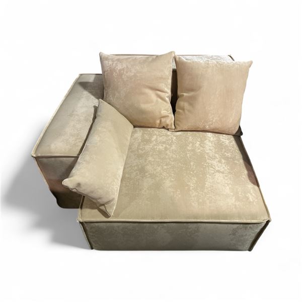 Elegant Modular Velvet Corner Chair - Champagne Beige