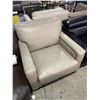 Image 2 : Light Taupe Leather Accent Chair with Nailhead Detailing