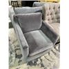 Image 2 : Grey Velvet Armchair with Skirted Base