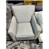 Image 2 : ShowHome Light Grey Fabric Accent Chair – RV: $299 CAD