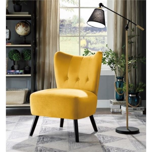 NEW - Imani Collection Yellow Velvet Accent Chair. R.V.$155 (1166YW-1)