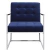 Image 3 : NEW - Delia Collection Chrome & Blue Accent Chair, R.V. $209 (4405NV)