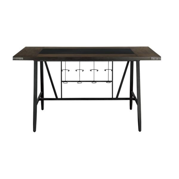 NEW - Appert Collection Counter Height Table, Glass Insert & Built-in Wine Rack - 36 x 69 x 36H (556