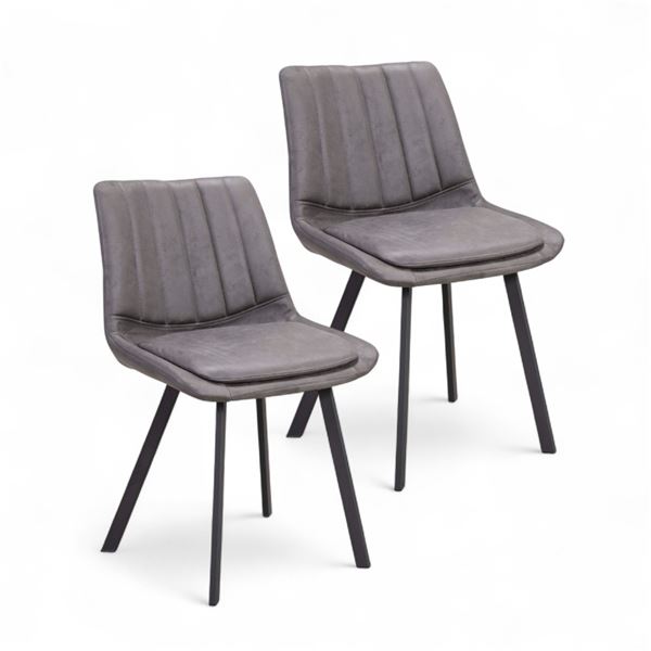 NEW - Pair of Carrie Collection Mid-Century Style Charcoal Dining Chairs (2 per Boxe - 6833SN-BK)
