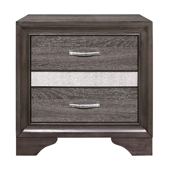 NEW Luster Collection Embossed Grey Faux-Wood veneer Nightstand - 26 x 16.5 x 26H (1505-4)