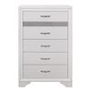 Image 1 : NEW Luster Collection Embossed White Faux-Wood veneer Chest - 34.5 x 16.5 x 51.5H (1505W-9)