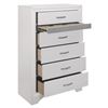 Image 2 : NEW Luster Collection Embossed White Faux-Wood veneer Chest - 34.5 x 16.5 x 51.5H (1505W-9)
