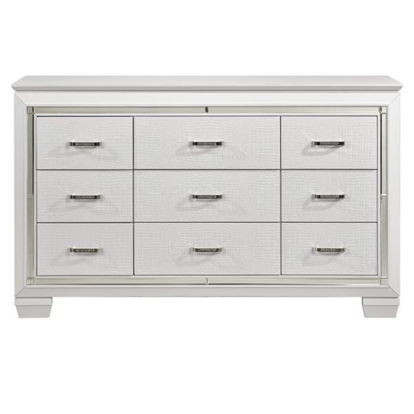 NEW  Allura Collection Textured LED White Dresser (1916W-5)
