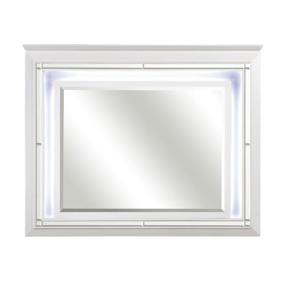 NEW  Allura Collection Textured LED White Framed Mirror (1916W-6)