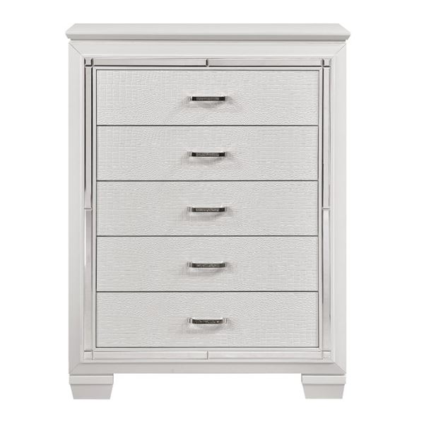 NEW  Allura Collection Textured LED White Framed Chest (1916W-9)