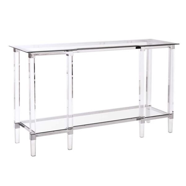 Homelegance Lyrica Clear Glass Sofa Table - RV: $599 CAD- H30" x W48" x D17" (3656-05REC)