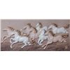 Image 1 : Galloping Horses - Fiber and Wood Mural with Frame - 60 x 120 cm (New in Box)