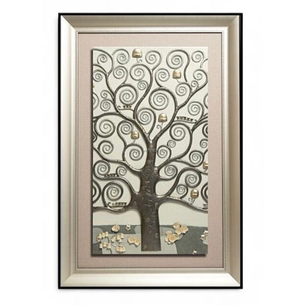 Klimt - Tree of Life - Silver - Luxury Wall Art with Frame - 80 x 120 cm (New in Box)