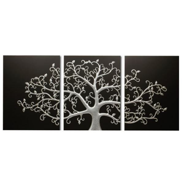 Tree of Life - Silver - Luxury Wall Art - 60 x 80 cm - 3 Panels (New in Box)