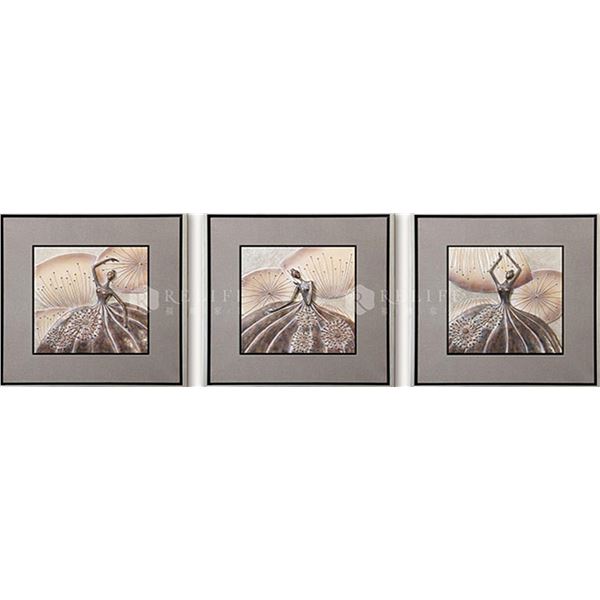Blossoms Lightly Flying (Coffee) - Luxury Wall Art with Frame - 65.5 x 65.5 cm × 3 Panels (New in Bo