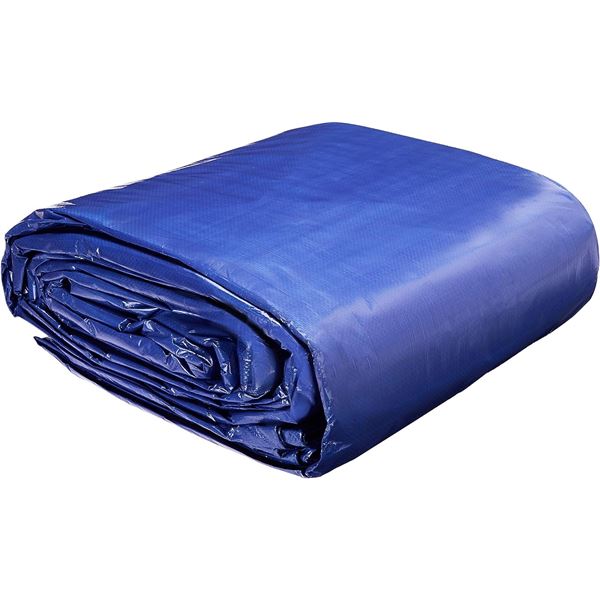 Group of 2 Amazon Basics Multi Purpose Waterproof Poly Tart Cover, Blue, 1-Pack