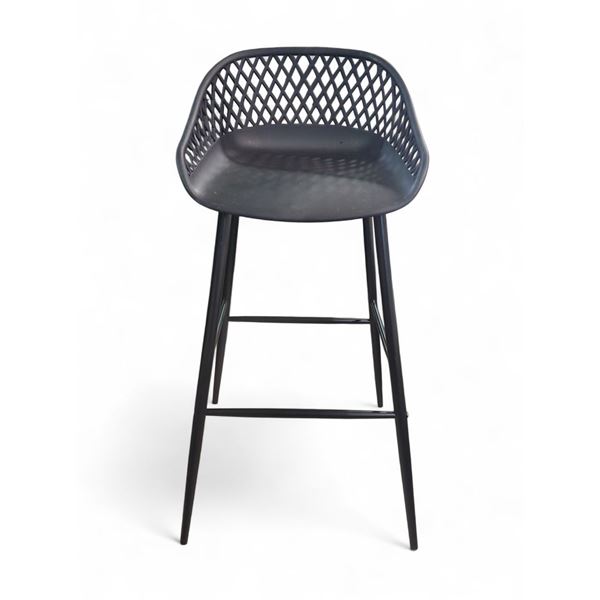 Moe's Home Collection Piazza Outdoor Barstool - Black (QX-1004-02) - Incldues 1 complete chair, 3 Ch
