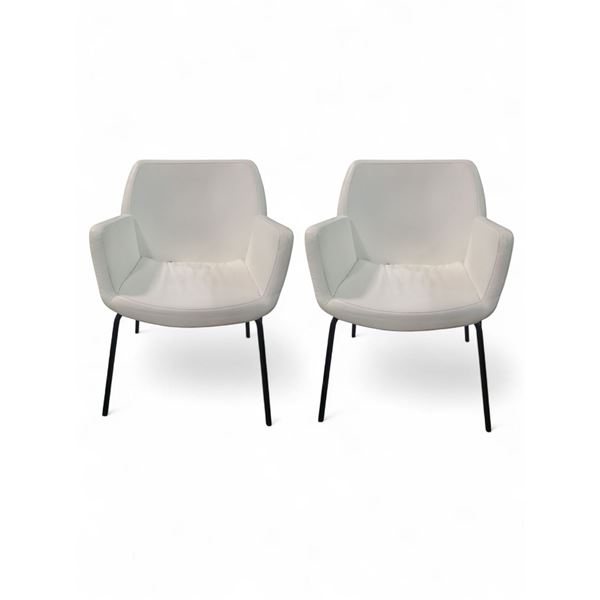 Set of 2 Modern Accent Chairs - White Leather