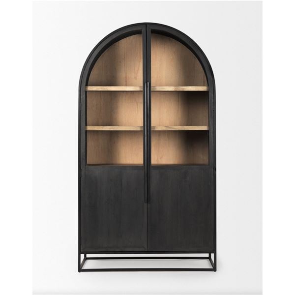 Sloan Curio Cabinet - Black Wood & Metal -RV: $3999 CAD (Model: 69885) - H85.5" x L47.5" x D18"