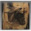 Image 1 : Golden Horse Head - Luxury Wall Art - 100 x 100 cm (New in Box)