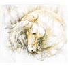 Image 1 : Pensive White Horse (Watercolor) - Luxury Wall Art - 100 x 100 cm (New in Box)
