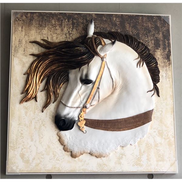 Left-Facing White Horse Head - Luxury Wall Art - 100 x 100 cm (New in Box)