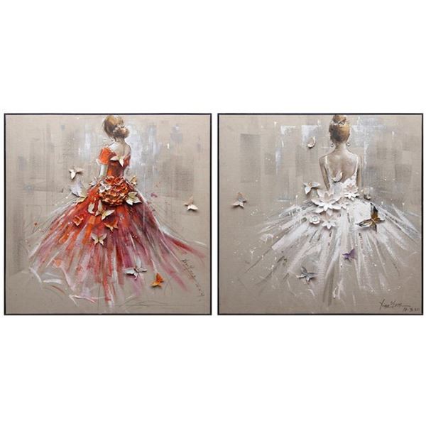Set of 2 - Butterfly Ballet - Luxury Wall Art - 100 x 100 cm each (New in Box)