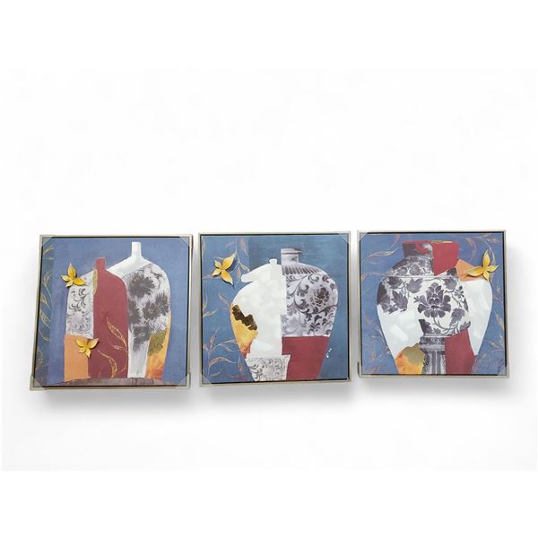 Butterflies Peace - Luxury Framed Wall Art - 60 x 60 cm x 3 Panels (New in Box)