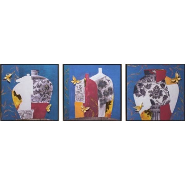 Butterflies Peace - Luxury Framed Wall Art - 60 x 60 cm x 3 Panels (New in Box)