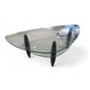 Image 1 : Two-tier Glass Coffee Table with Sculptural Black Legs - Approx. H16" x W45" x D24"