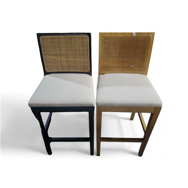 Pair of Rattan-back Bar Stools