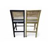 Image 2 : 2 Cane-Back Counter Stools with Upholstered Seats – Black and Natural Finish