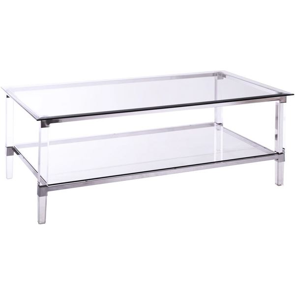 Homelegance Lyrica Glass Top Rectangle Coffee Table, RV: $499 CAD, H18" x W48" x D26" (3656-30)