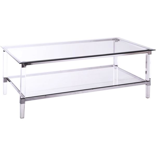 Homelegance Lyrica Glass Top Rectangle Coffee Table, RV: $499 CAD, H18" x W48" x D26" (3656-30)