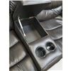 Image 6 : Black Faux Leather Reclining Loveseat with Center Console and Cup Holders - approx. H38" x W70" x D3