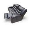 Image 3 : Black Faux Leather 3-Seat Reclining Sofa - Approx. H37" x W85" x D34" - As Is