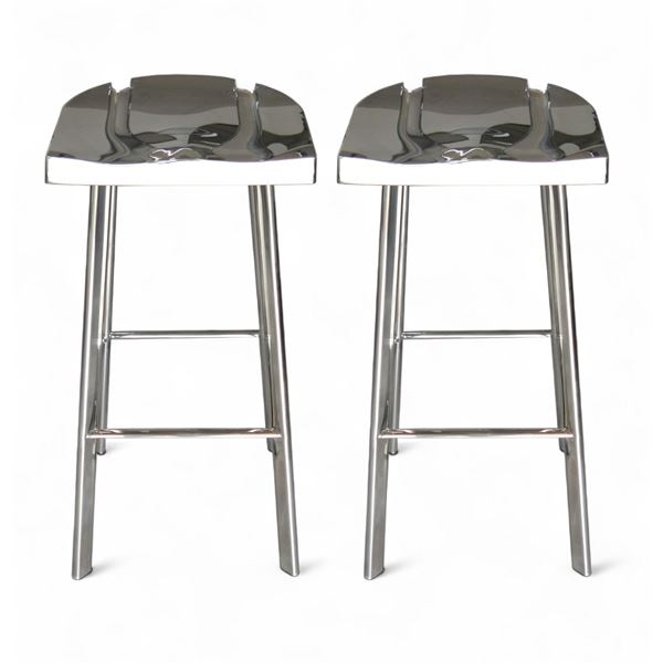 Ark Interior Pair of 2 Bohemian Silver Counterstools - R.V. $599, Total $1,200