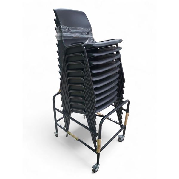 Group of 10 Black Stackable Chairs
