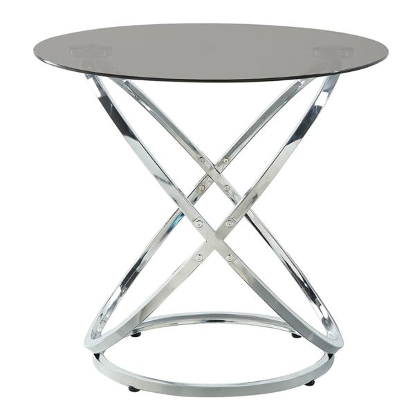 Round End Table with Glass Top & Chrome Base (3707-04)