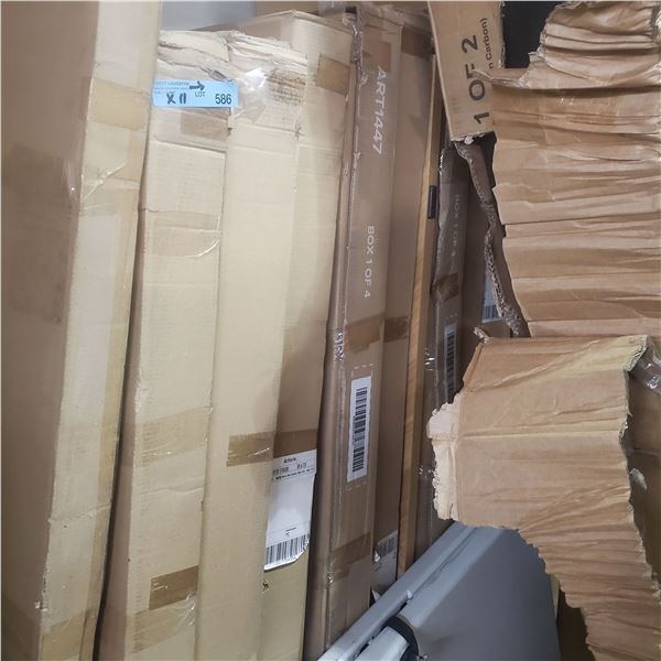 Article - Assortment of Bed Components - 11 Boxes Nera Queen Oak Bed (ART1442) - Box 1 of 4 Only