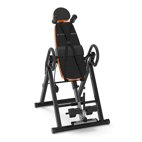 84 Acres Fitness Inversion Table - 300lb Limit - Inversion Therapy - Black and Orange - New In Box