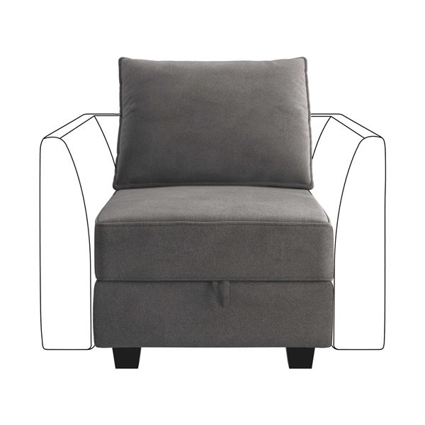 Honbay Modern Velvet Grey Module Storage Armless Chair (BOX C) - R.V. $259 (HB-01-B2813 - Display Mo