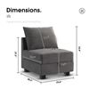 Image 2 : Honbay Modern Velvet Grey Module Storage Armless Chair (BOX C) - R.V. $259 (HB-01-B2813 - Display Mo