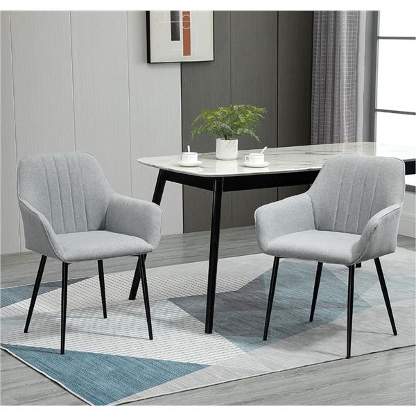 Pair of 2 Grey Linen Dining Chairs - R.V. $180