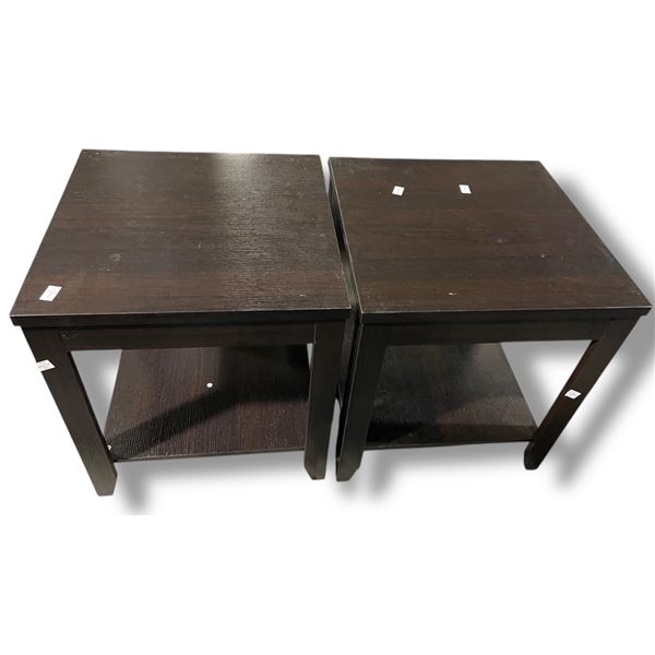 2 Pcs Dark Brown Wooden End Table - H22" x 20" x 20" - As Is