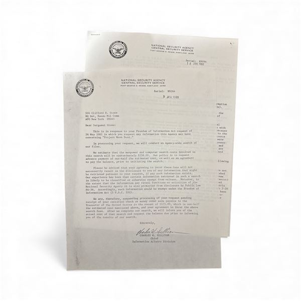 OFFICIAL DOCUMENT: FOIA Correspondense between Clifford Stone & Charles W. Sullivan - Chief Informat